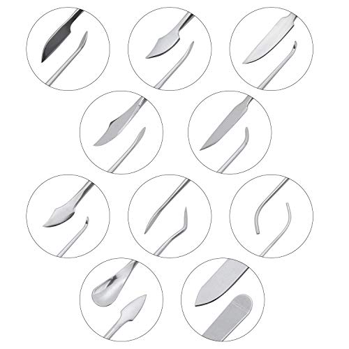 Coolty 10PCS Wax Carvers Tools, Double-Ended Stainless Steel Wax Clay Sculpting Carving DIY Tools Kit, Spatula Chisel Carver Set and Carrying Case for Sculpting, Detailing, Pottery Carving
