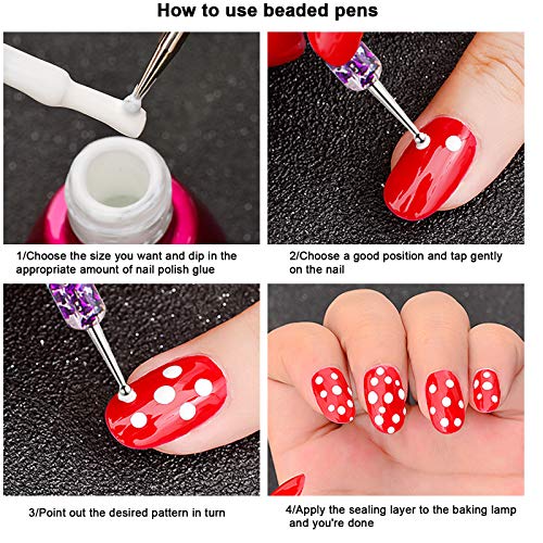 HQdeal 5Pcs Nail Dotting Pen, Dotting Painting Pen Polish Carving Tool, Nail Art Dotting Tool, Nail Polish Paint Manicure Dot Nail Art Set for Gel Polish Decoration