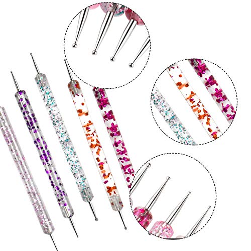 HQdeal 5Pcs Nail Dotting Pen, Dotting Painting Pen Polish Carving Tool, Nail Art Dotting Tool, Nail Polish Paint Manicure Dot Nail Art Set for Gel Polish Decoration