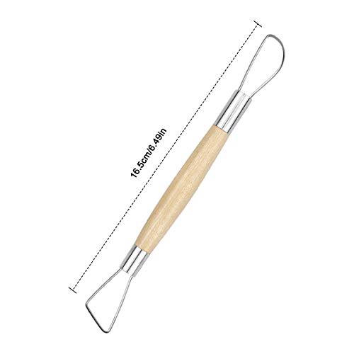 6 Pcs Clay Sculpting Tools Set Pottery Clay Modelling Carving Tool Double Ended Stainless Steel Pottery Ribbon Sculpture Cutter with Wooden Handle for Pottery Ceramics Sculpture Carving DIY Craft