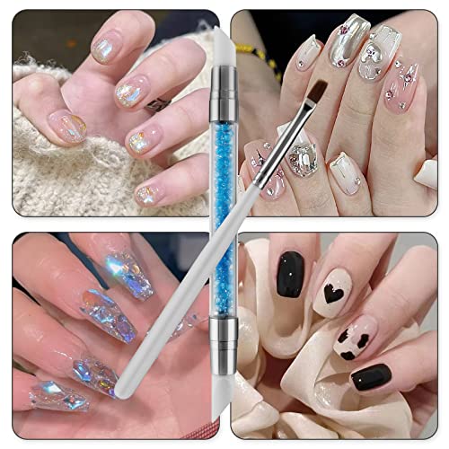 cobee Nail Art Acrylic Pen Brushes, 5PCS Silicone Nail Art Sculpture Pen with Gel Nail Brush Rhinestone Nail Polish Carving Pens Silicone Head Acrylic Handle Nail Art Brushes Rubber Tip Nail Brush