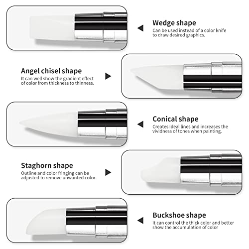 cobee Nail Art Acrylic Pen Brushes, 5PCS Silicone Nail Art Sculpture Pen with Gel Nail Brush Rhinestone Nail Polish Carving Pens Silicone Head Acrylic Handle Nail Art Brushes Rubber Tip Nail Brush