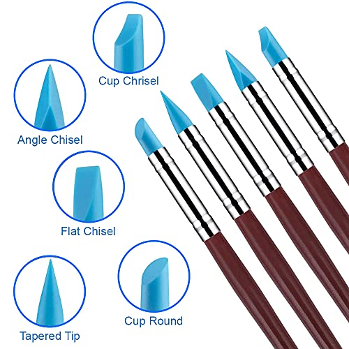 MMOBIEL 10x Silicone Rubber Clay Sculpting Tools - Silicone Rubber Paintbrush and Modeling Ball Dotting Tool for Pottery Craft and DIY Handicraft Nail Art