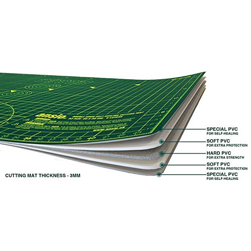 ANSIO Craft Cutting Mat Self Healing A3 Double Sided 5 Layers - Quilting, Sewing, Scrapbook, Fabric & Papercraft - Imperial/Metric 17 Inch x 11 Inch / 42cm x 27cm - Green/Green