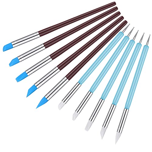 RosewineC 10pcs Clay Sculpting Tools, Modelling Tools Polymer Clay Tools, Pen Rubber Tip Carving Pen Brush Dotting Tool for Pottery Sculpture Cake Fondant Decoration