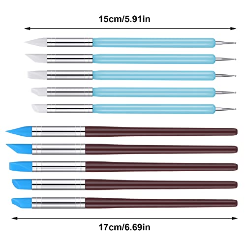 RosewineC 10pcs Clay Sculpting Tools, Modelling Tools Polymer Clay Tools, Pen Rubber Tip Carving Pen Brush Dotting Tool for Pottery Sculpture Cake Fondant Decoration