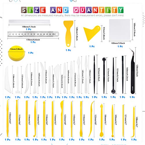 Glarks 36Pcs Carving Modeling Clay Sculpting Tools Set Including Plastic Modeling Tools, Yellow Crafts Clay Modeling Tools and Clay Sculpting Tools for Embossing Art, Coloring, Nail Art Painting
