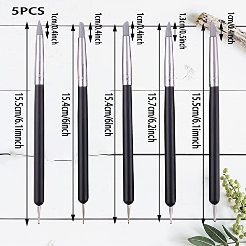 5Pcs Clay Sculpting Tools,Silicone Sculpting Tools Soft Rubber Polymer Clay Tools Silicone Paint Brush Pen Tip Carving Modelling Clay Tools Set for Pottery Sculpture Cake Fondant Decoration