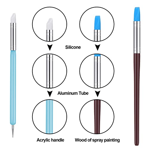 RosewineC 10pcs Clay Sculpting Tools, Modelling Tools Polymer Clay Tools, Pen Rubber Tip Carving Pen Brush Dotting Tool for Pottery Sculpture Cake Fondant Decoration