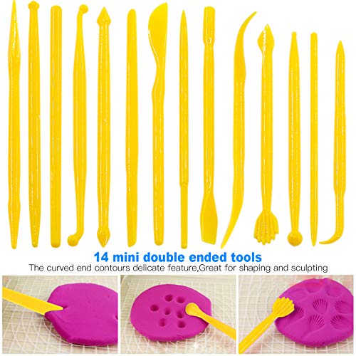 Glarks 36Pcs Carving Modeling Clay Sculpting Tools Set Including Plastic Modeling Tools, Yellow Crafts Clay Modeling Tools and Clay Sculpting Tools for Embossing Art, Coloring, Nail Art Painting