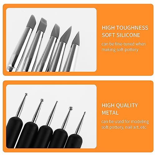 Silicone Clay Sculpting Tools Clay Modelling Tools Soft Rubber Tip Modelling Pen Clay Carving Tool Set for Pottery Sculpture Cake Fondant Decorations