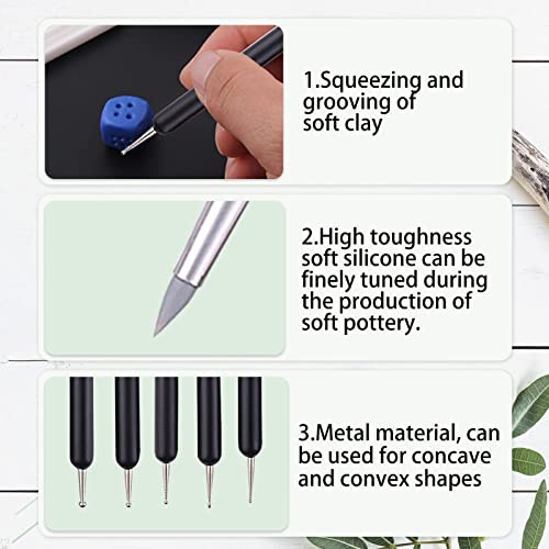 5Pcs Clay Sculpting Tools,Silicone Sculpting Tools Soft Rubber Polymer Clay Tools Silicone Paint Brush Pen Tip Carving Modelling Clay Tools Set for Pottery Sculpture Cake Fondant Decoration