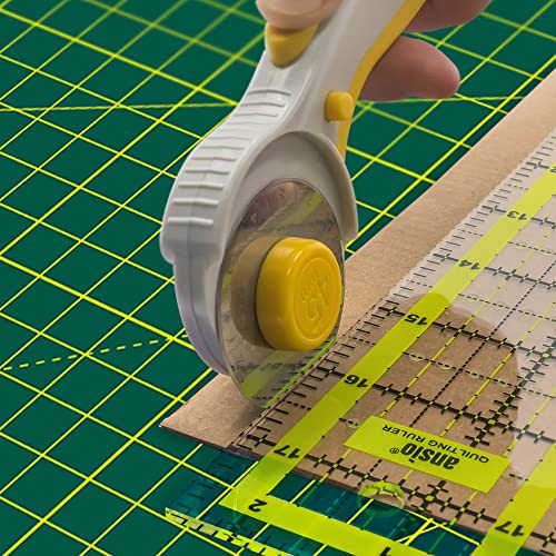 ANSIO Craft Cutting Mat Self Healing A3 Double Sided 5 Layers - Quilting, Sewing, Scrapbook, Fabric & Papercraft - Imperial/Metric 17 Inch x 11 Inch / 42cm x 27cm - Green/Green