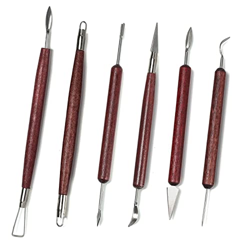 Clay Sculpting Modelling Tools, 6pcs Wax Carving Engraving Tools Pottery Air Dry Clay Tool Sculpting Set for Art Crafts DIY Pottery Sculpture