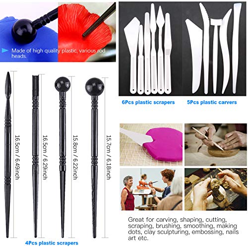 Glarks 36Pcs Carving Modeling Clay Sculpting Tools Set Including Plastic Modeling Tools, Yellow Crafts Clay Modeling Tools and Clay Sculpting Tools for Embossing Art, Coloring, Nail Art Painting