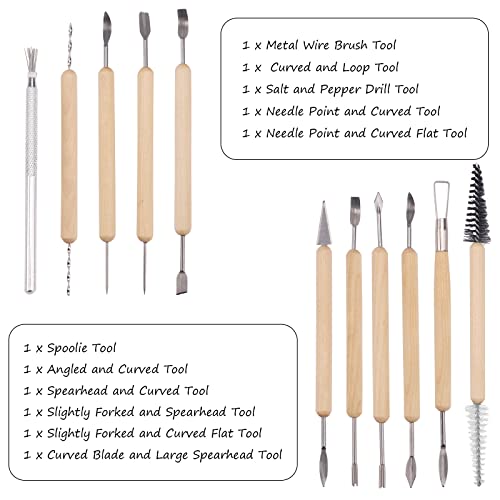 Polymer Clay Tools for Adults, 11pcs Pottery Sculpting Tools Clay Sculpting Tools Wooden Pottery Carving Tool Set Ceramic Tools for Shapers and Modeling Embossing Art DIY Pottery Tools for Adults