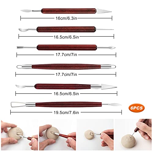 Clay Sculpting Modelling Tools, 6pcs Wax Carving Engraving Tools Pottery Air Dry Clay Tool Sculpting Set for Art Crafts DIY Pottery Sculpture