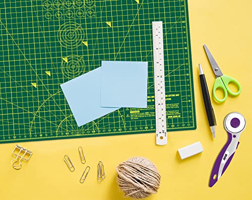 ANSIO Craft Cutting Mat Self Healing A3 Double Sided 5 Layers - Quilting, Sewing, Scrapbook, Fabric & Papercraft - Imperial/Metric 17 Inch x 11 Inch / 42cm x 27cm - Green/Green