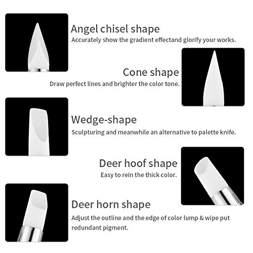 Hanyousheng 5Pcs Silicone Nail Art Sculpture Pen, Dual Tipped Silicone Rhinestone Nail Polish Carving Pen, Nail Art DIY Decoration Tool Nail Polish Brush Dotting Salon Tool Set