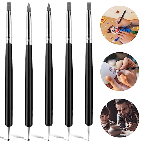 Silicone Clay Sculpting Tools Clay Modelling Tools Soft Rubber Tip Modelling Pen Clay Carving Tool Set for Pottery Sculpture Cake Fondant Decorations