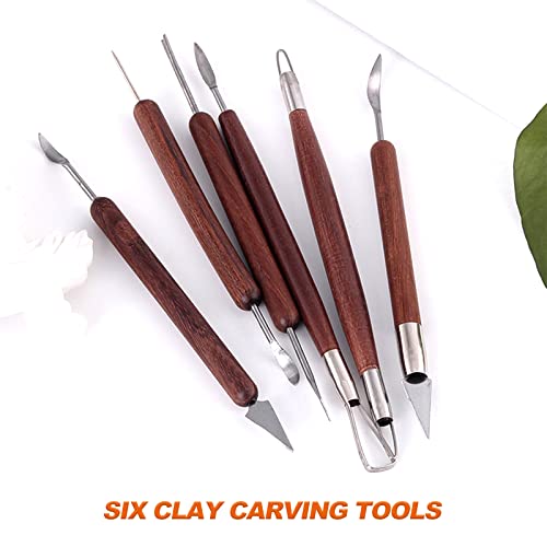 Clay Sculpting Modelling Tools, 6pcs Wax Carving Engraving Tools Pottery Air Dry Clay Tool Sculpting Set for Art Crafts DIY Pottery Sculpture