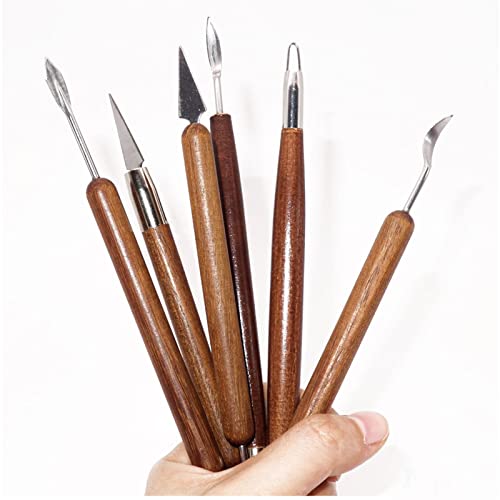 11Pcs Clay Sculpting Tools, Wax Carvers Tools, DY.2ten Double-Ended Stainless Steel Wax Clay Sculpting Carving DIY Tools, Clay Model Pottery Tools Set, Wooden Pottery Carving Tool for Art Crafts