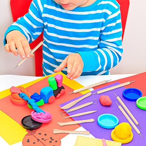 Clay Tools, Polymer Clay Tools,10PCS Clay Modelling Tools Kit, Wooden Clay Sculpting Tools, Kids Pottery Kit for Dot Lines Emboss in Clay Ceramics Paper Flower Art.