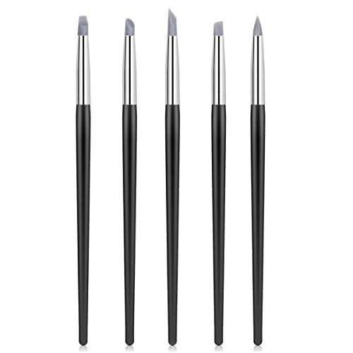 5 Pcs Clay Sculpting Tools Silicone Carving Modelling Tool Clay Color Shaper Silicone Paint Pen with Soft Rubber Tip Sculpting Brush for Polymer Clay Pottery Shaping Modeling Cake Decoration