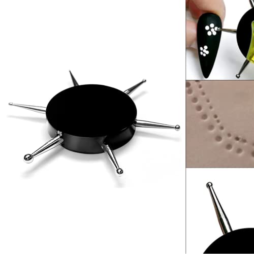 JLEivvi Nail Dotting Tool, UV Gel Painting Nail Art Circular Dotting Tool Disc Nail Tools Dot Painting Nail Polish Carving Tools Salon Decoration Manicure Tools for Embossing Pattern Clay Sculpting
