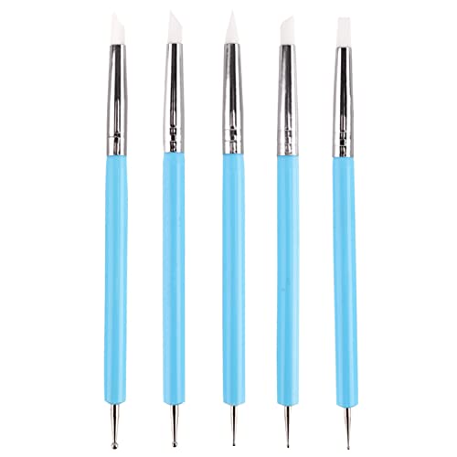 Clay Sculpting Tools Silicone Carving Set, 5pcs Soft Rubber Tip Modelling Pens, Paint Brushes for Pottery Sculpture Cake Fondant Decoration Nail Art Craft Carving Watercolour Painting, Fine Detailing