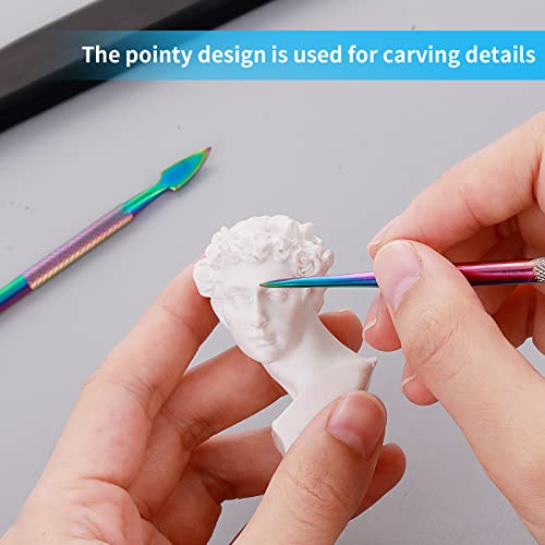 Prasacco 2 Pieces Wax Carving Tools, Stainless Steel Carving Wax Tools Rainbow Sculpting Tool Spoon Carving Tool for Wax Dabbing Tool Set Modeling Scraping Shaping (4.7inch)