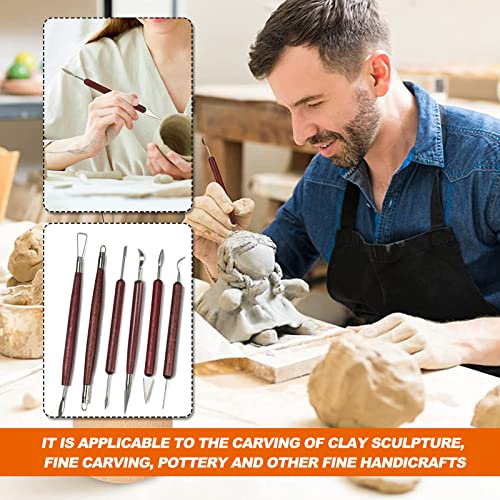 Clay Sculpting Modelling Tools, 6pcs Wax Carving Engraving Tools Pottery Air Dry Clay Tool Sculpting Set for Art Crafts DIY Pottery Sculpture