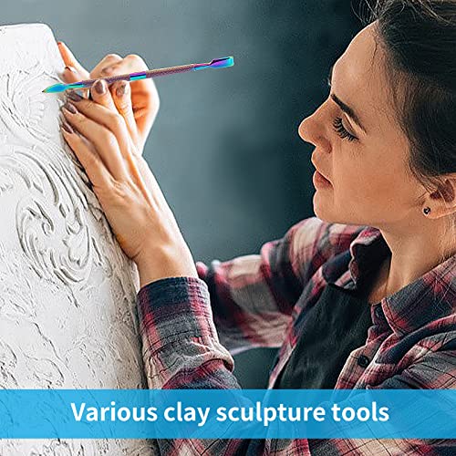 Prasacco 2 Pieces Wax Carving Tools, Stainless Steel Carving Wax Tools Rainbow Sculpting Tool Spoon Carving Tool for Wax Dabbing Tool Set Modeling Scraping Shaping (4.7inch)