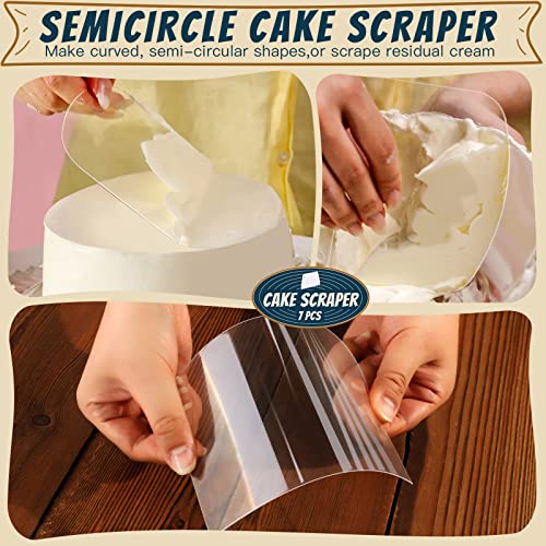 Teenitor 7 Pcs Plastic Cake Edge Scrappers Cutters Smoother Tool Set, Dough Scraper & Cake Scraper Buttercream Smoother Shape Jagged Edge for Bread Baking Cake Enthusiast Beginner Professional Baker
