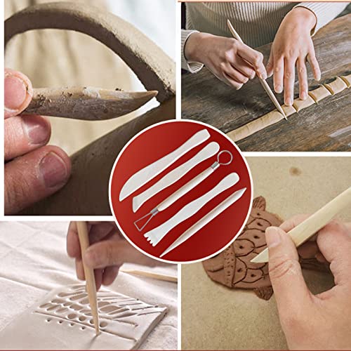 11Pcs Clay Sculpting Tools, Wax Carvers Tools, DY.2ten Double-Ended Stainless Steel Wax Clay Sculpting Carving DIY Tools, Clay Model Pottery Tools Set, Wooden Pottery Carving Tool for Art Crafts