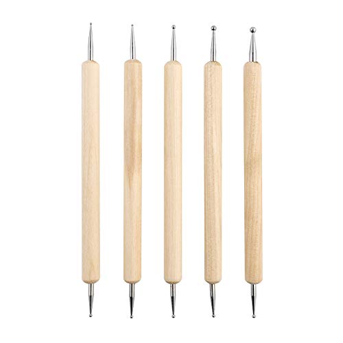 QWORK® Nail Dotting Pen, Dotting Painting Pen, Polish Carving Tool, Dotting Tools Set for Nail Art, Embossing Pattern, Clay Sculpting,10PCS