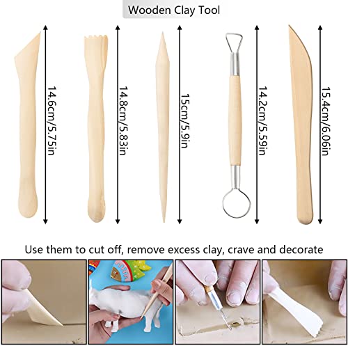 ZOLISCHE Polymer Clay Tools 25 PCS Clay Sculpting Tools Set Clay Modeling Tools Pottery Carving Tool with a Storage Bag Ceramic Tools Wooden Nail Brush DIY Embossing Tool