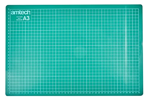Amtech S0530 A3 Cutting Mat, Craft Cutting Board Non-Slip Surface For Fabric, Craft, Paper ,Green, A3 - 300MM X 450MM