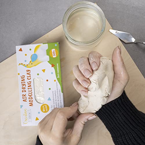 Creative Deco Air Dry Clay | 500g White Clay | Air Drying Clay Perfect Modelling Clay for Kids, Adult, Teenagers and Artist in Craft & DIY Projects | Self-Hardening & Non-Sticking Polymer Clay