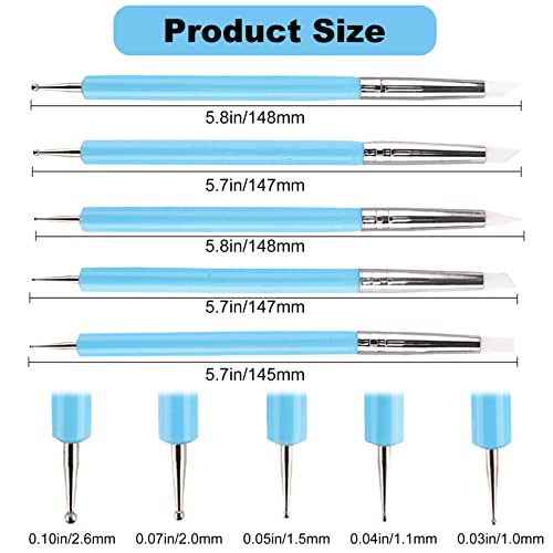 Clay Sculpting Tools Silicone Carving Set, 5pcs Soft Rubber Tip Modelling Pens, Paint Brushes for Pottery Sculpture Cake Fondant Decoration Nail Art Craft Carving Watercolour Painting, Fine Detailing