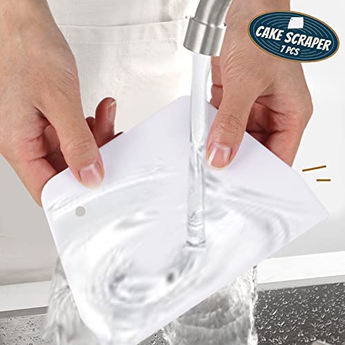 Teenitor 7 Pcs Plastic Cake Edge Scrappers Cutters Smoother Tool Set, Dough Scraper & Cake Scraper Buttercream Smoother Shape Jagged Edge for Bread Baking Cake Enthusiast Beginner Professional Baker