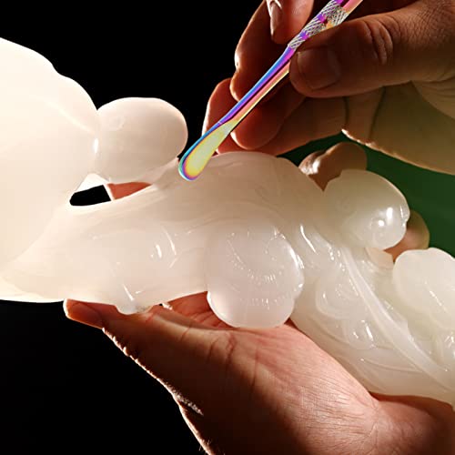 Prasacco 2 Pieces Wax Carving Tools, Stainless Steel Carving Wax Tools Rainbow Sculpting Tool Spoon Carving Tool for Wax Dabbing Tool Set Modeling Scraping Shaping (4.7inch)