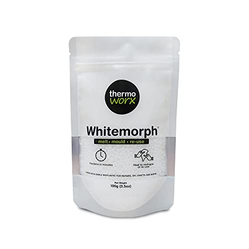 Thermoworx Whitemorph 100g. Hand mouldable bioplastic. Melt, Mould and Reuse.