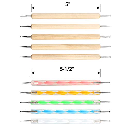 QWORK® Nail Dotting Pen, Dotting Painting Pen, Polish Carving Tool, Dotting Tools Set for Nail Art, Embossing Pattern, Clay Sculpting,10PCS