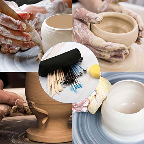 ZOLISCHE Polymer Clay Tools 25 PCS Clay Sculpting Tools Set Clay Modeling Tools Pottery Carving Tool with a Storage Bag Ceramic Tools Wooden Nail Brush DIY Embossing Tool
