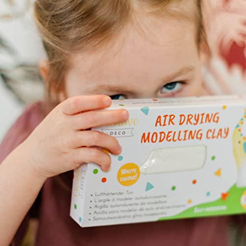 Creative Deco Air Dry Clay | 500g White Clay | Air Drying Clay Perfect Modelling Clay for Kids, Adult, Teenagers and Artist in Craft & DIY Projects | Self-Hardening & Non-Sticking Polymer Clay