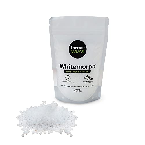 Thermoworx Whitemorph 100g. Hand mouldable bioplastic. Melt, Mould and Reuse.