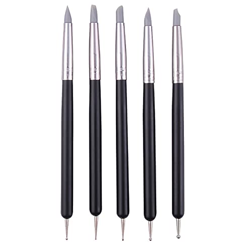 Clay Sculpting Tools Silicone Clay Carving Tool Set, 5pcs Soft Rubber Tip Modelling Pen Paint Brush for Pottery Sculpture Cake Fondant Decoration