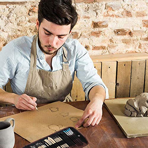 Clay Sculpting Tools, 30Pcs Ceramic Wooden Pottery Carving Tool Set, Pottery Clay Modeling Tool Kit with Portable Bag for Beginners Professional Art Crafts