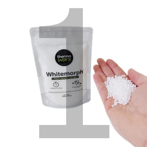 Thermoworx Whitemorph 100g. Hand mouldable bioplastic. Melt, Mould and Reuse.